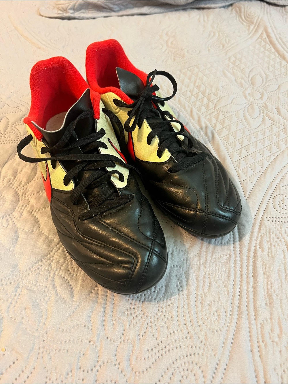 Nike Kids Black Red and Cream Soccer Sneakers